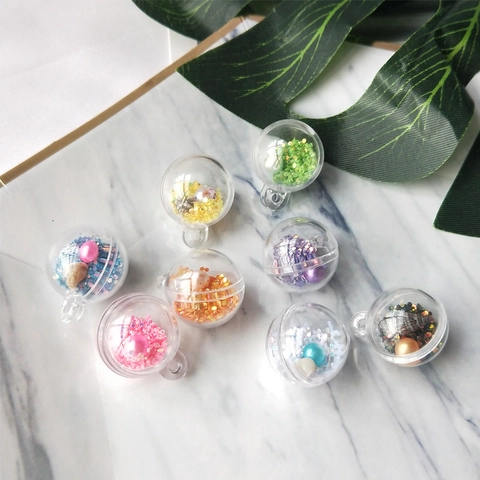 Pendentifs Sphère en Résine Transparente Créatifs Avec Mini Coquillage Perle Artificielle Paillettes pour Bijoux DIY Boucles d'Oreilles