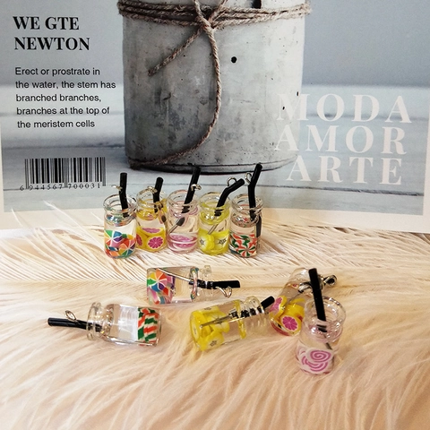 Miniature Drink Bottle Resin Pendants Fruit Candy Pattern DIY Jewelry Making Accessories For Earrings Keychain Necklace Crafts