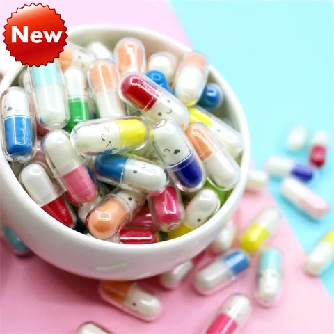 DIY Smiley Face Capsule Glass Beads Colorful Cute Pill Shaped Pendant Charms For Earring Jewelry Making Accessories