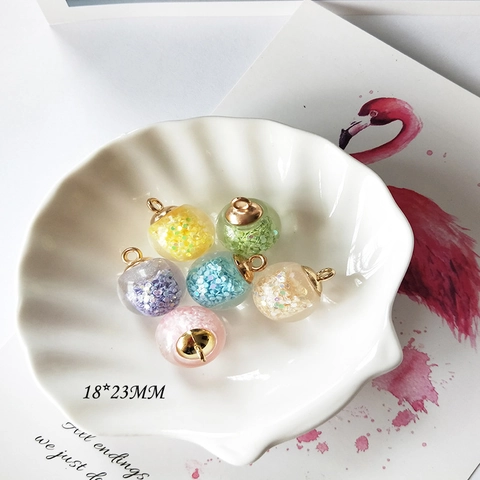 Creative DIY Jewelry Accessories Resin Plastic Ball Pendant With Colorful Glitter Sequins For Bracelet Necklace Making Charms