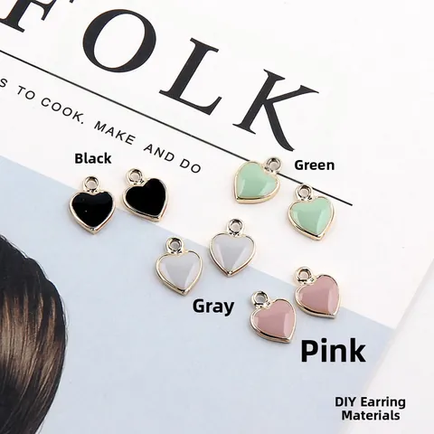 Heart Shape Enamel Alloy Pendant DIY Jewelry Making Findings Charm For Earrings Necklace Bracelet Fashion Accessory