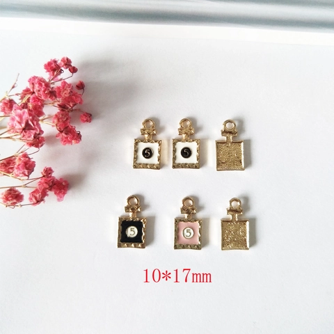 Alloy Enamel Mini Perfume Bottle Pendants For Necklace Earring DIY Making Jewelry Accessories Number Five Decorative Charms