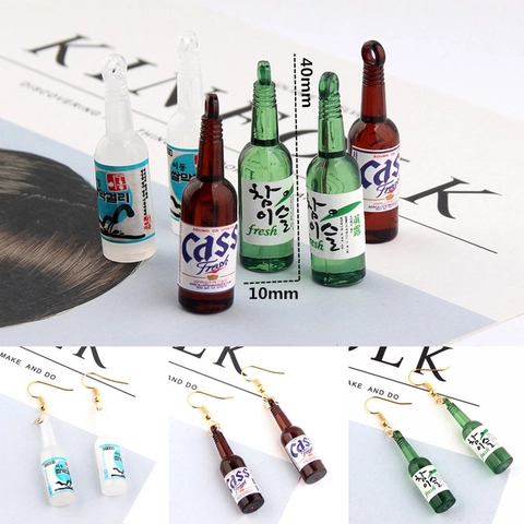 Resin Miniature Beer Bottle Pendants Simulation Drink Bottle Charms For DIY Earring Keychain Jewelry Making Accessories