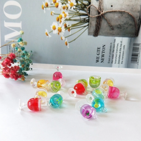Μινιατούρα Ποτήρι Χυμού Φρούτων Μοντέλο DIY Charms Ρητίνη Μινιατούρα Φαγητού Για Σκουλαρίκια Σπίτι Κούκλας Πολύχρωμο Μενταγιόν