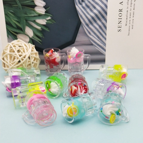 Simulation Mini Chope à Bière Tasse de Boisson Charmes en Résine 3D Fruits Crème Dessert Pendentifs Pour DIY Boucle d'Oreille Collier Porte-Clés Bijoux
