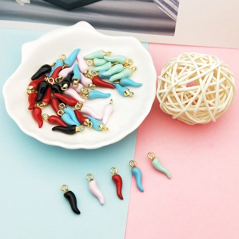 Alloy Drip Oil Chili Pepper Vegetable Shape Pendants For DIY Jewelry Making Earrings Keychain Handbag Decoration Women