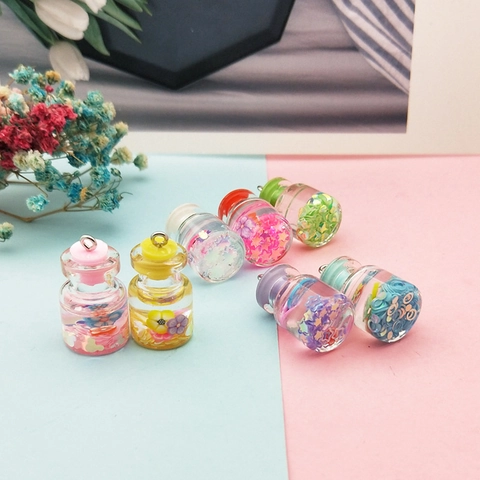 Mini Wishing Bottle Pendant Resin Plastic Sequins Charms For DIY Earrings Phone Case Jewelry Making Accessories