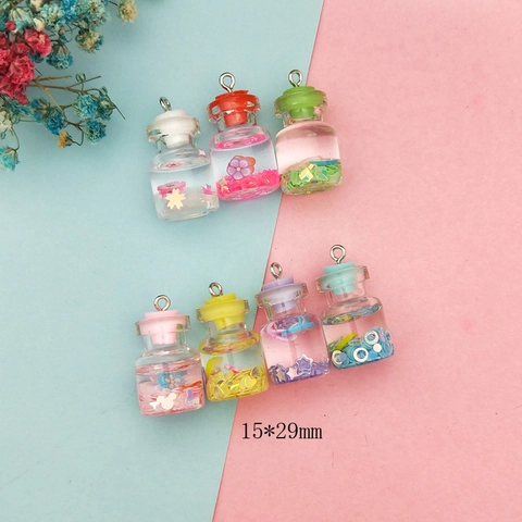 Mini Wishing Bottle Pendant Resin Plastic Sequins Charms For DIY Earrings Phone Case Jewelry Making Accessories