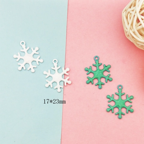 Weihnachtsserie Emaille Schneeflocke Anhänger Legierung Glitzer Für DIY Ohrring Halskette Winter Schmuckherstellung Zubehör