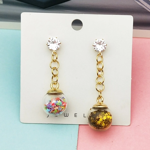 Glass Ball Star Sequin Pendant For DIY Jewelry Making Gold Plated Alloy Cap Starry Effect Beads For Earring Necklace Women Accessory