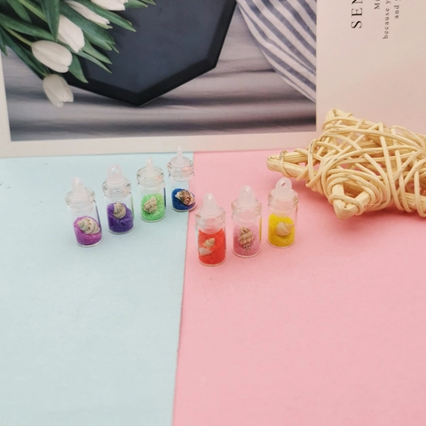 Mini Bouteille à la Mer en Résine Pendentif Conque Style Océan DIY Bijoux Bouteille de Voeux Accessoire de Porte-clés