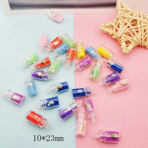 Mini Bouteille à la Mer en Résine Pendentif Conque Style Océan DIY Bijoux Bouteille de Voeux Accessoire de Porte-clés
