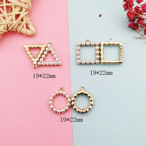 Legierung Geometrische Künstliche Perle Anhänger Rund Quadratisch Dreieck Charms Für DIY Ohrringe Halskette Schmuckherstellung