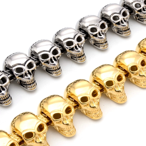 Vintage Punk Herren Edelstahl Totenkopf Armband Gothisch Biker Heavy Metal Gliederkette Handschmuck Geschenk Zubehör Für Männer