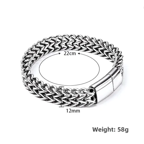 Men Titanium Steel Double Row Dragon Bone Bracelet Hip Hop Franco Chain Woven Bracelet Men Individual Trend Punk Jewelry