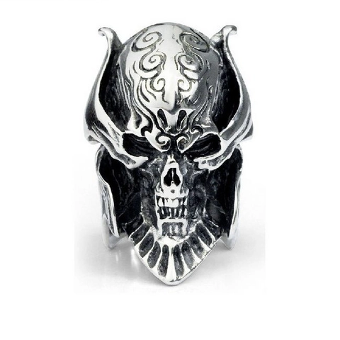 Men's Gothic Punk Stainless Steel Skull Pirate Ring Vintage Oxidized Polished Biker Ring Retro Hip Hop Jewelry