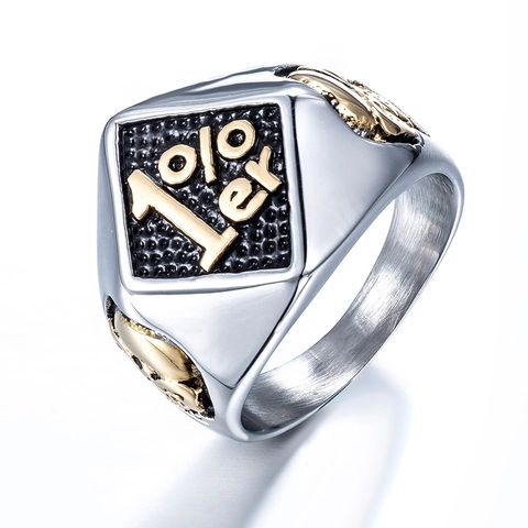 Herren Punk Titanstahl 1%er Biker Ring Vintage Gold Silber Totenkopf Siegelring Biker Schmuck Geschenk Für Ihn Hardcore
