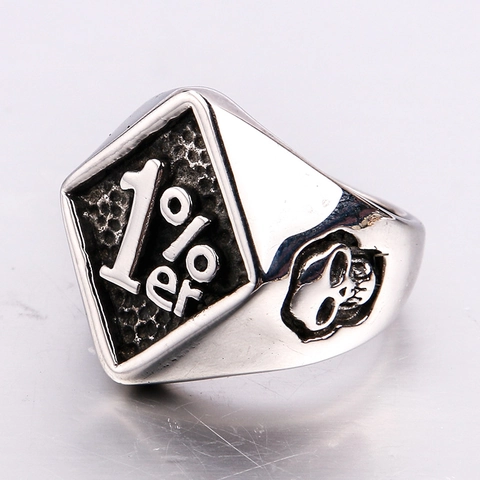 Herren Punk Titanstahl 1%er Biker Ring Vintage Gold Silber Totenkopf Siegelring Biker Schmuck Geschenk Für Ihn Hardcore