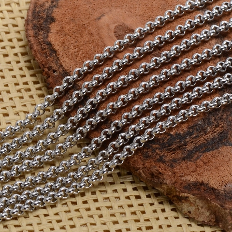 Titanium Steel Rolo Chain Necklace For Men Fashion Silver Round Link Clavicle Chain Necklace Korean Style Jewelry Accessories