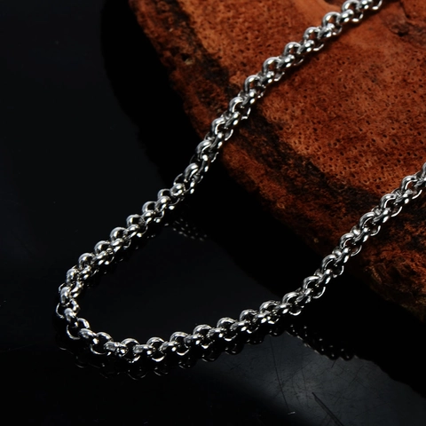 Titanium Steel Rolo Chain Necklace For Men Fashion Silver Round Link Clavicle Chain Necklace Korean Style Jewelry Accessories