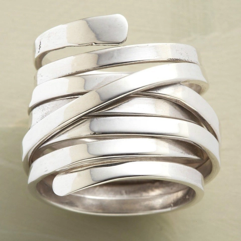 Minimalist Silver Color Multi Layer Spiral Winding Ring For Women Simple Fashion Geometric Alloy Finger Ring Jewelry Gift