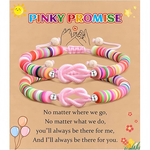 Bracelet de l'Amitié Fait Main en Perles Heishi en Pâte Polymère pour Femmes Filles Corde Tressée Ajustable Cadeau Bijoux