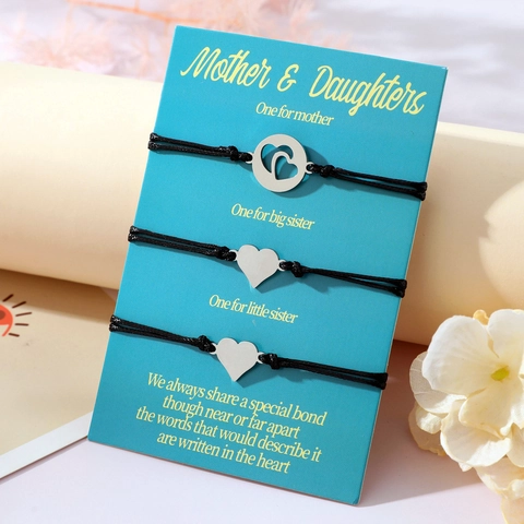 Edelstahl Herz Geflochtenes Seil Armband Für Mutter Töchter Familie Liebe Muttertag Geschenk Schmuck