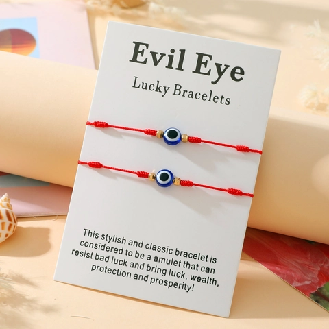 Ensemble de Bracelets en Corde Tressée Mauvais Œil Fait à la Main pour Femmes Hommes Amulette de Chance Bracelet Réglable Bijoux