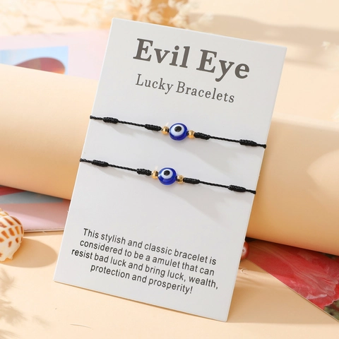 Ensemble de Bracelets en Corde Tressée Mauvais Œil Fait à la Main pour Femmes Hommes Amulette de Chance Bracelet Réglable Bijoux