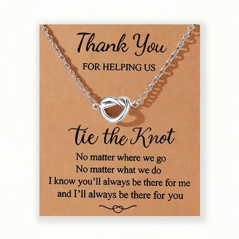 Collier Pendentif Cœur Nœud en Acier Inoxydable Cadeau de Mariage Demoiselle d'Honneur Collier Réglable pour Femmes