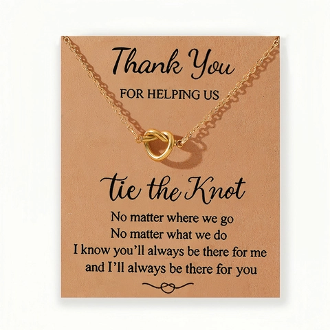 Collier Pendentif Cœur Nœud en Acier Inoxydable Cadeau de Mariage Demoiselle d'Honneur Collier Réglable pour Femmes