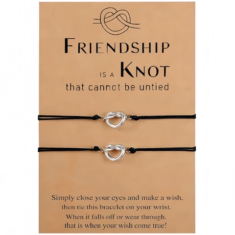 Stainless Steel Heart Knot Friendship Bracelet Handwoven Adjustable Braided Rope Bracelets With Greeting Card Gift Jewelry