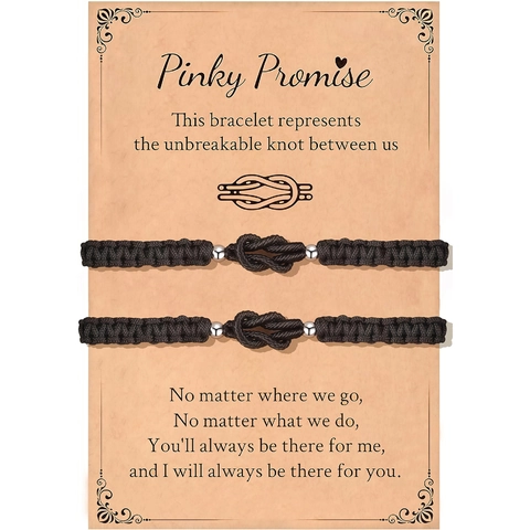 Bracelets de Couple Nœud Tressé Main Cordon Nylon Perles Alliage Bijoux Amitié Réglables Carte Cadeau Anniversaire