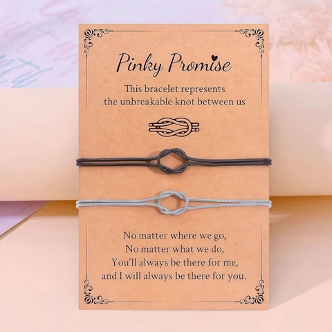 Minimaliste Acier Inoxydable Nœud Couple Bracelets Set Pinky Promise Ajustable Chaîne Serpent Amitié Cœur Bijoux