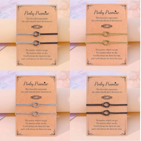 Minimaliste Acier Inoxydable Nœud Couple Bracelets Set Pinky Promise Ajustable Chaîne Serpent Amitié Cœur Bijoux