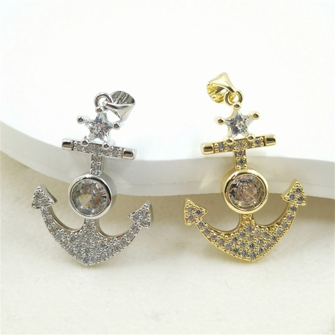 Ciondolo Ancora in Rame Moda Solo Senza Catena Strass Stella Tema Nautico Donna Gioielli Oro Argento Colore
