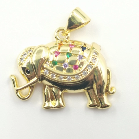 Fashion Gold Plated Copper Elephant Pendant Necklace Colorful Cubic Zirconia Animal Jewelry For Women Sweet Daily Accessories