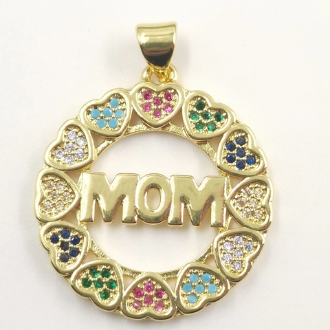 Mother's Day Gift Copper Mama Letter Pendant Rhinestone Heart Angel Star Moon Multicolor Jewelry Pendants For Women Necklace