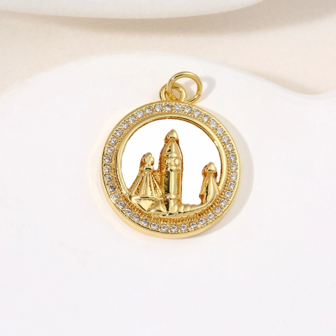 Vintage Copper Natural Shell Pendant Only (Without Chain) For Women Retro Crown Eiffel Tower Rhinestone Gold Plated Necklace Accessory