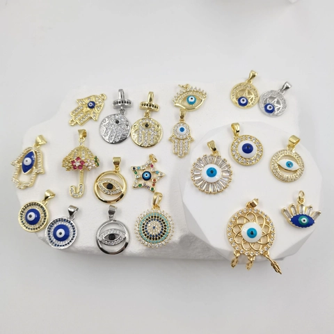 Exotischer Kupfer Vergoldeter Böser Blick Anhänger Für Damen Zirkonia Hand Der Fatima Anhänger Nur Ohne Kette Schmuck