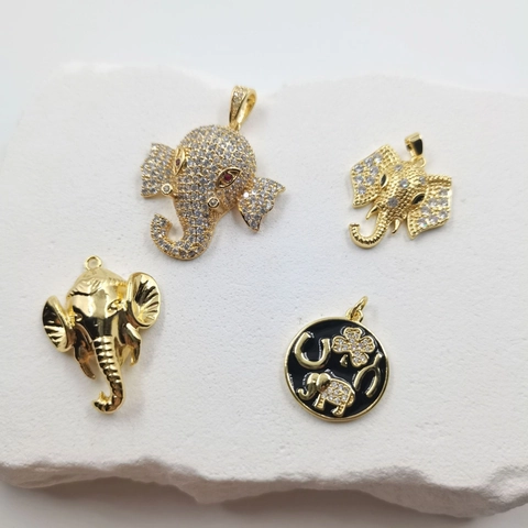Gold Plated Copper Elephant Head Pendant For Women Rhinestone Animal Design Jewelry Accessory High End Single Pendant
