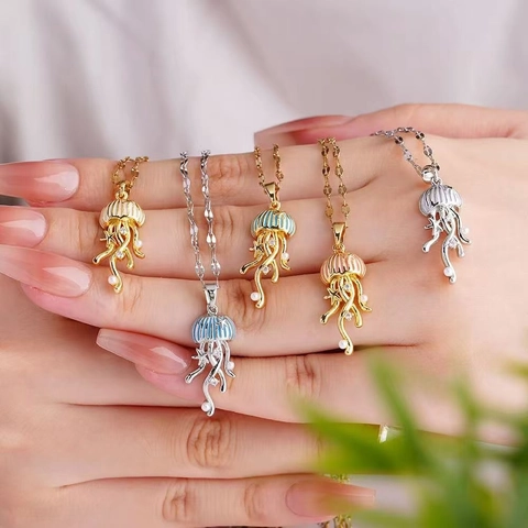 Exotischer Kupfer Zirkonia Meereslebewesen Oktopus Hummer Anhänger 18K Vergoldet Emaille DIY Halskette Schmuck Zubehör Damen