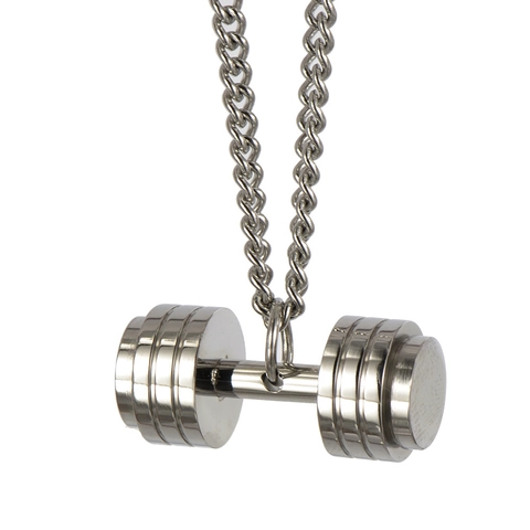 Stainless Steel Dumbbell Pendant Necklace Fitness Gym Jewelry Hip Hop Punk Barbell Charm Necklace For Men Women Accessories