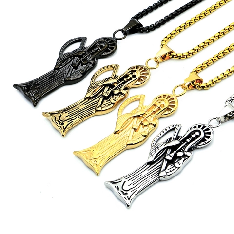 Vintage Edelstahl Santa Muerte Anhänger Halskette Für Herren Gothisch Punk Sensenmann Skelett Religiöser Kult Schmuck
