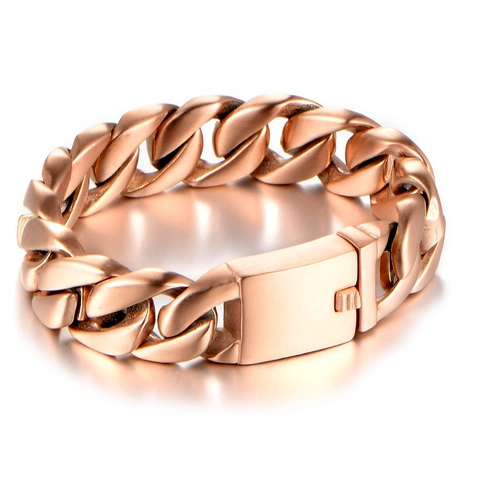 Men's Titanium Steel Cuban Link Bracelet Domineering Thick Chain Jewelry Gold Black Rose Gold Plated Fashion Hand Decor