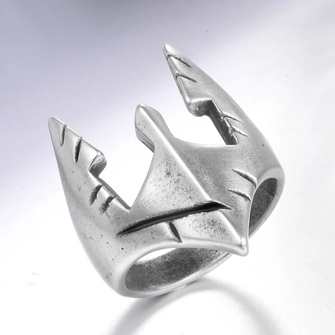 Vintage Antiek Zilver Masker Punk Ring Voor Mannen Gothic Streetwear Roestvrij Stalen Gietring Heavy Metal Rock Biker Sieraden