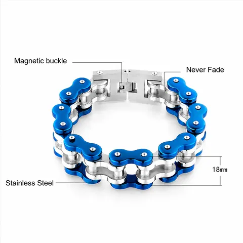 Pulsera de Cadena de Bicicleta de Acero Inoxidable para Hombre Brazalete Mecánico Industrial Pesado Joyería de Mano Pulida de Moda
