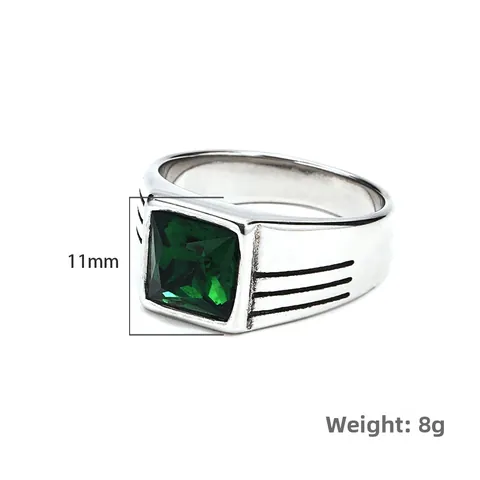 Anillo de Acero de Titanio para Hombre Moda Simple Zirconia Cuadrada Anillo de Sello Punk Hip Hop Geométrico Joyería Regalo
