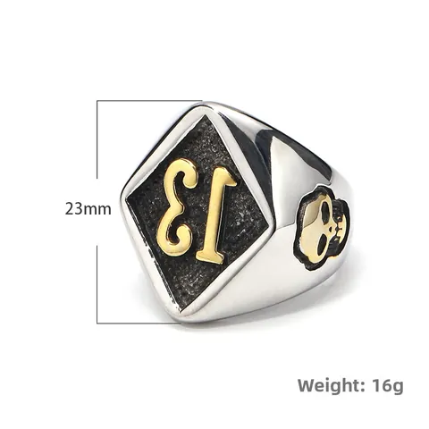 Punk Stainless Steel Skull Ring For Men Gothic Vintage Biker Signet Ring With Number Pattern Fashion Jewelry Finger Ring