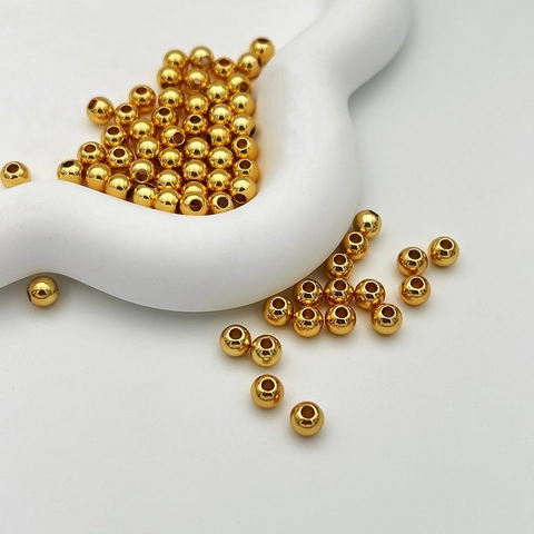 Cuentas Espaciadoras Redondas de Cobre Lleno de Oro de 14K Cuentas Sueltas Pulidas Para Hacer Joyas DIY Pulsera Collar Accesorios